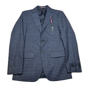 Tommy Hilfiger Sport Coat Mens‎ 36R 36 Blue Gray Check TH Flex $295